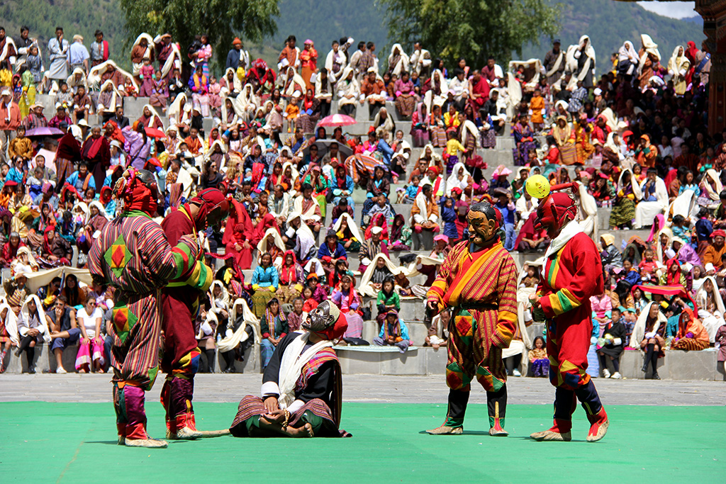 People enjoying Tsechu Festival